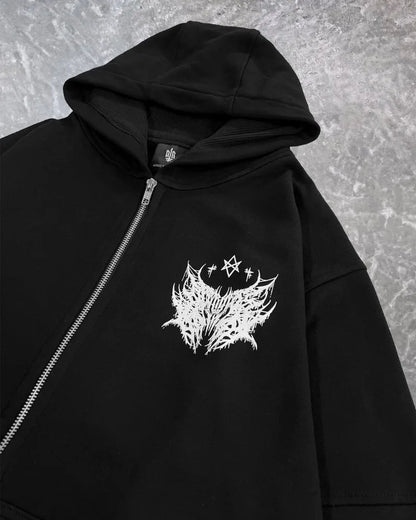 Y2k American Hip-hop Rock Dark Style Oversized Hoodie Men Street Harajuku Retro Casual All-match Zipper Sweatshirt Women Street King Limited
