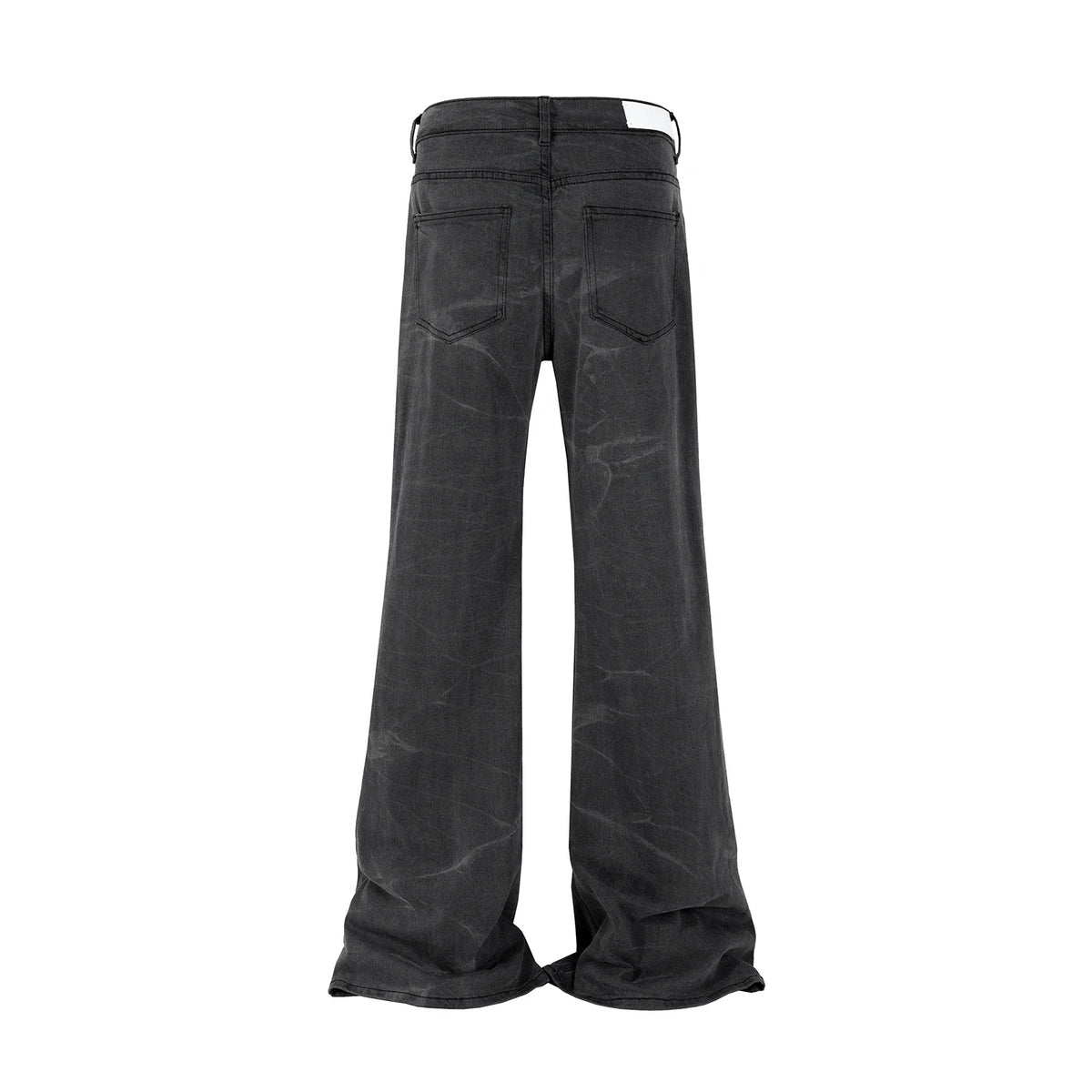 streetwear washed water wave patterned micro flared jeans for men straight pantalones hombre casual baggy denim trousers unique jeans style 4415