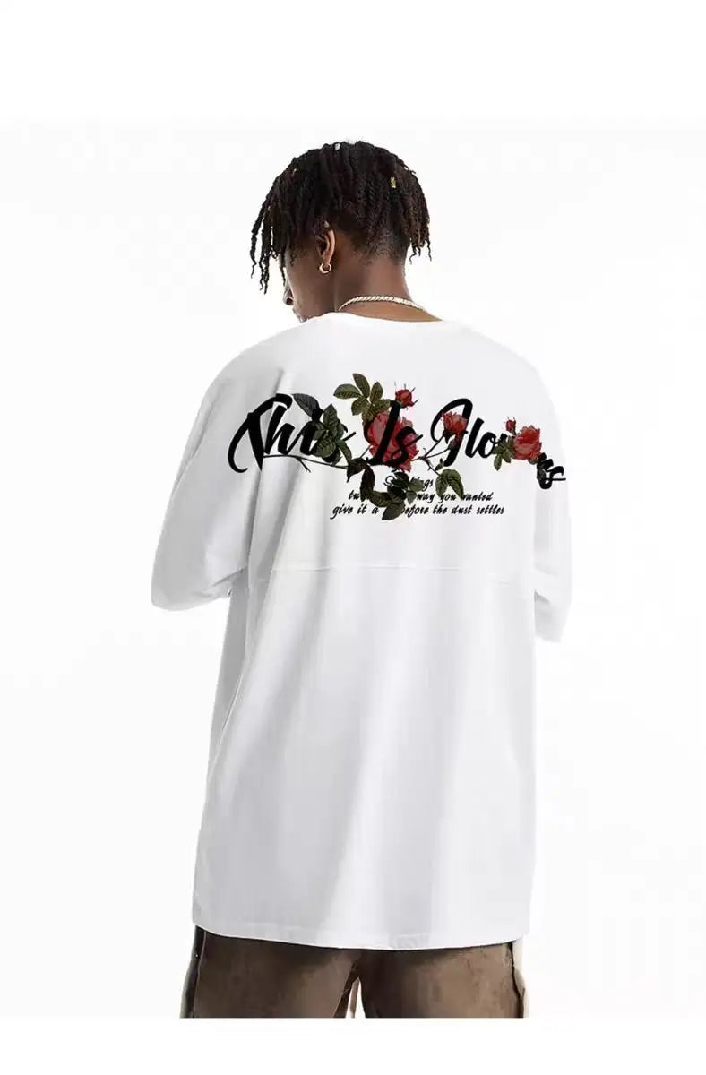 National trend American retro washed distressed short-sleeved t-shirt for men 2024 loose ins street style hip hop  men clothing Street King Limited