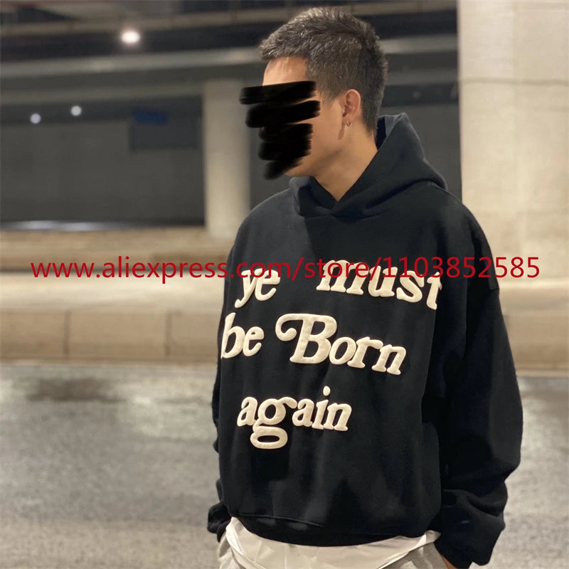 Autumn Winter New 2024 Vintage American Long sleeved Hoodie Men's Heavyweight Letter Embroidered Print High Street Tops Oversize Street King Limited