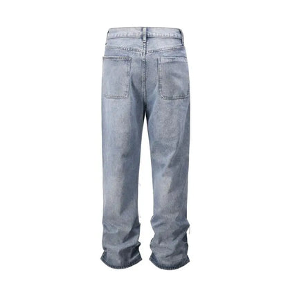 fashion loose streetwear denim jeans new casual wide legs straight jean pants hip hop tassel joggers baggy jeans men clothing unique joggers style 4902