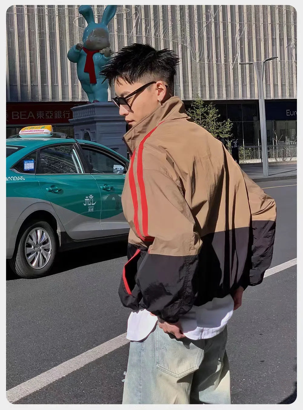 spring korean varsity jacket men women patchwork college coat 2023 color block sport jackets loose windbreaker stand collar unique default style 3276