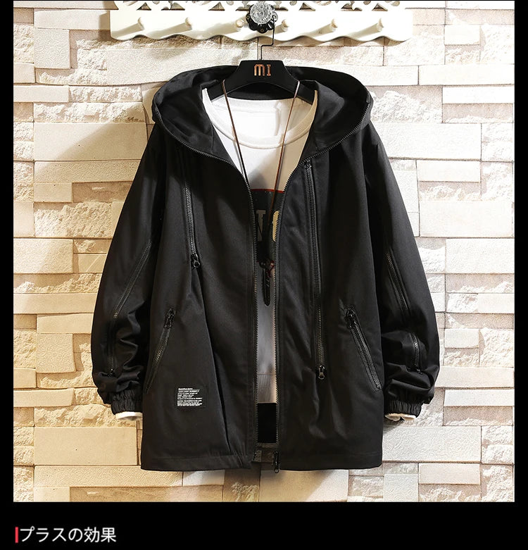 men workwear coat casual strip hoodids jacket unisex fashion hooded zipper tops outwear breathable waterproof windproof workwear unique default style 232