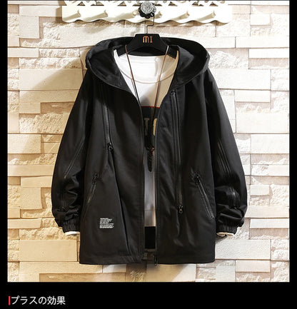 men workwear coat casual strip hoodids jacket unisex fashion hooded zipper tops outwear breathable waterproof windproof workwear unique default style 232