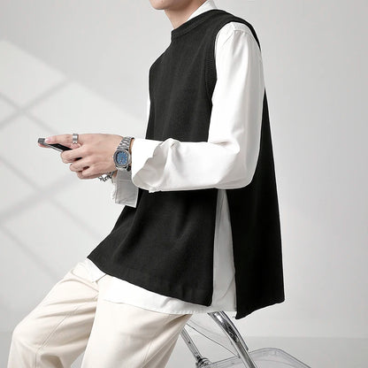 Slim Fit Sweater Vest Men Warm Fashion Casual Knitted Pullover Men Korean Loose Sleeveless Sweater Mens Jumper Clothes M-3XL Street King Limited