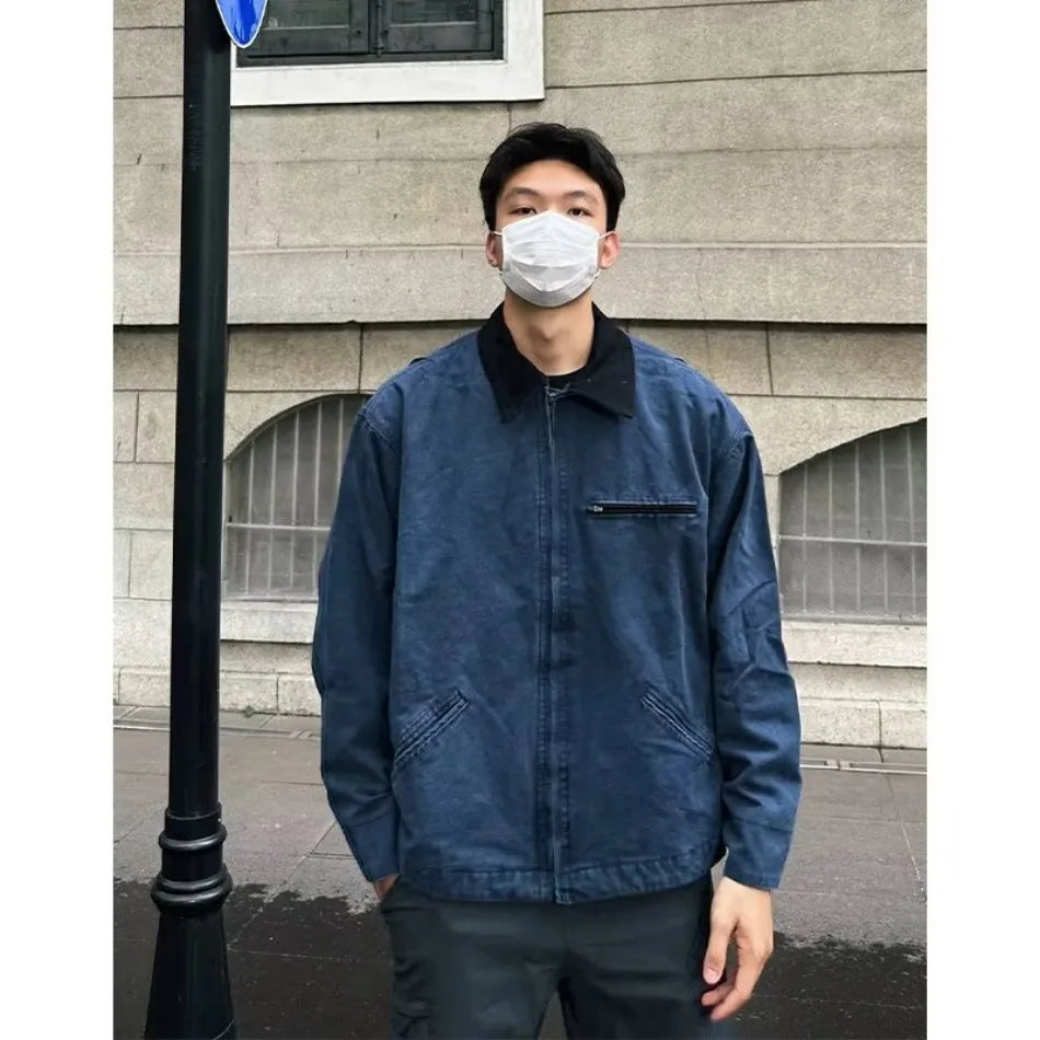 american trendy tooling mens jackets vintage solid distressed bomber coats patchwork zipper pocket high street short outwear unique shorts style 3466