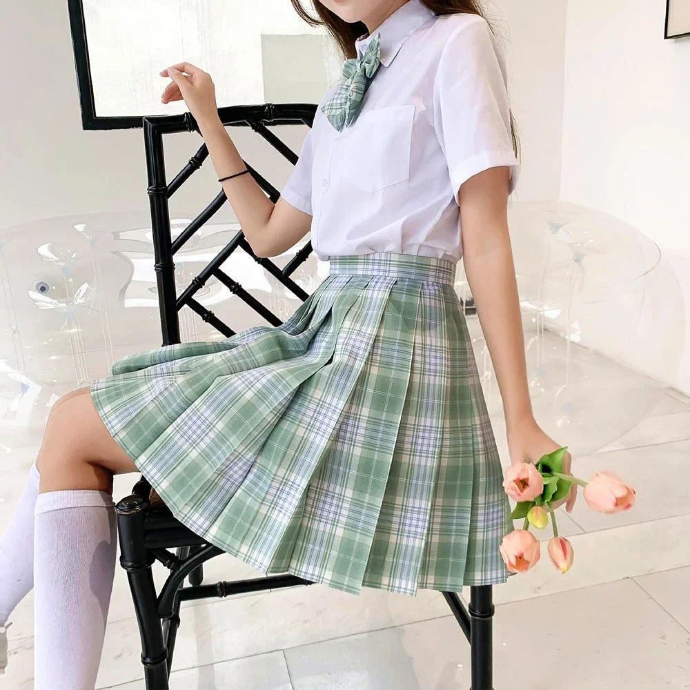 Jk Uniforms Gyaru School Uniform for Girl Student Pleated Skirt Uniform Set Women Short Sleeve Bow Tie Seifuku Japanese Style Street King Limited