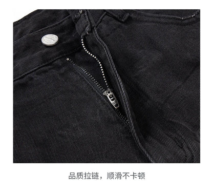 men streetwear fashion side splice hip hop loose casual wide leg straight baggy jeans pant cityboy jeans pants trousers unique jeans style 2487