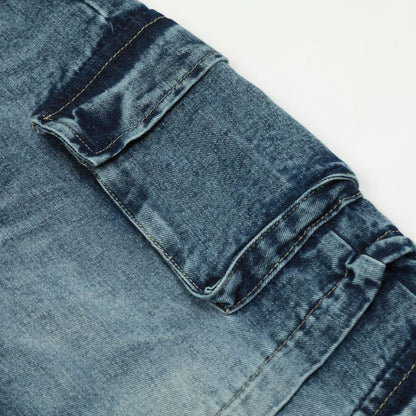 vintage multi pocket jeans mens harajuku cargo denim pants retro hip hop straight loose jean pants men clothing unique cargo style 579