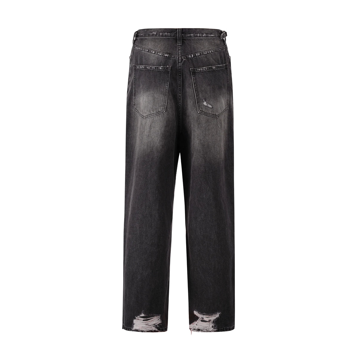 baggy damaged heavy industry washed jeans pants vibe loose casual silhouette straight worn pants knee ripped denim trousers unique jeans style 160
