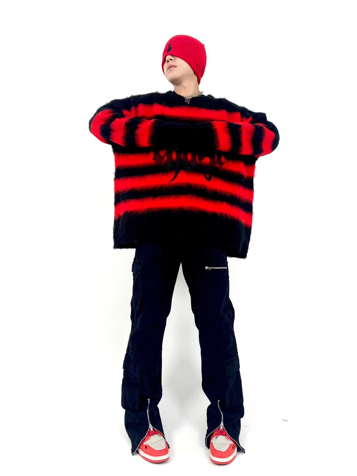 Hip Hop Striped Oversized Sweater Mens Autumn Winter Punk O-neck Long Sleeve Pullover Streetwear Casual Loose Sweaters Clothing Street King Limited