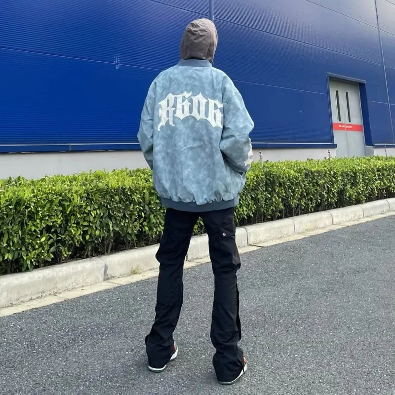 high street american jacket mens spring embroidered letter loose pilot coats color block single breasted couple baseball jersey unique default style 2024