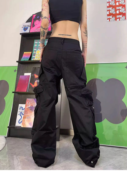 techwear baggy cargo pants multi pocket luxury designer fashion loose pants hip hop harajuku black trousers unique cargo style 1077