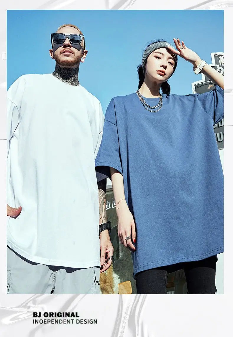 National trend short-sleeved men and women ins print graffiti loose tight couple wear summer trend five-point half-sleeved tops Street King Limited