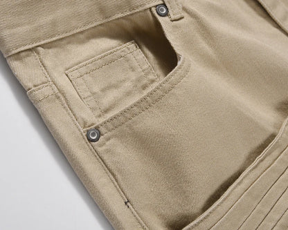 high street magic tape solid color straight jeans cargo pants mens retro harajuku vibe style baggy casual denim trousersrs unique cargo style 1053