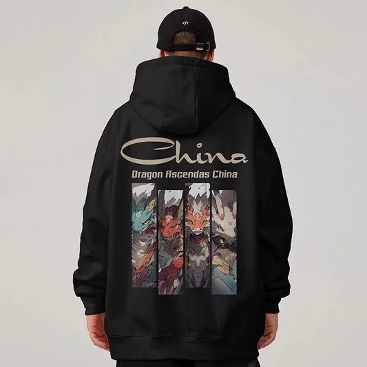 Dragon Ascendas China Graphic Sweatshirts Hombre Hip Hop Fashion Hoodies Oversize Y2K Streetwear Fleece Hoody Printed Clothes Street King Limited