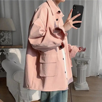 Spring and Autumn Harajuku style jacket men's new loose jacket Korean version of the trendy brand fried street handsome casual Street King Limited