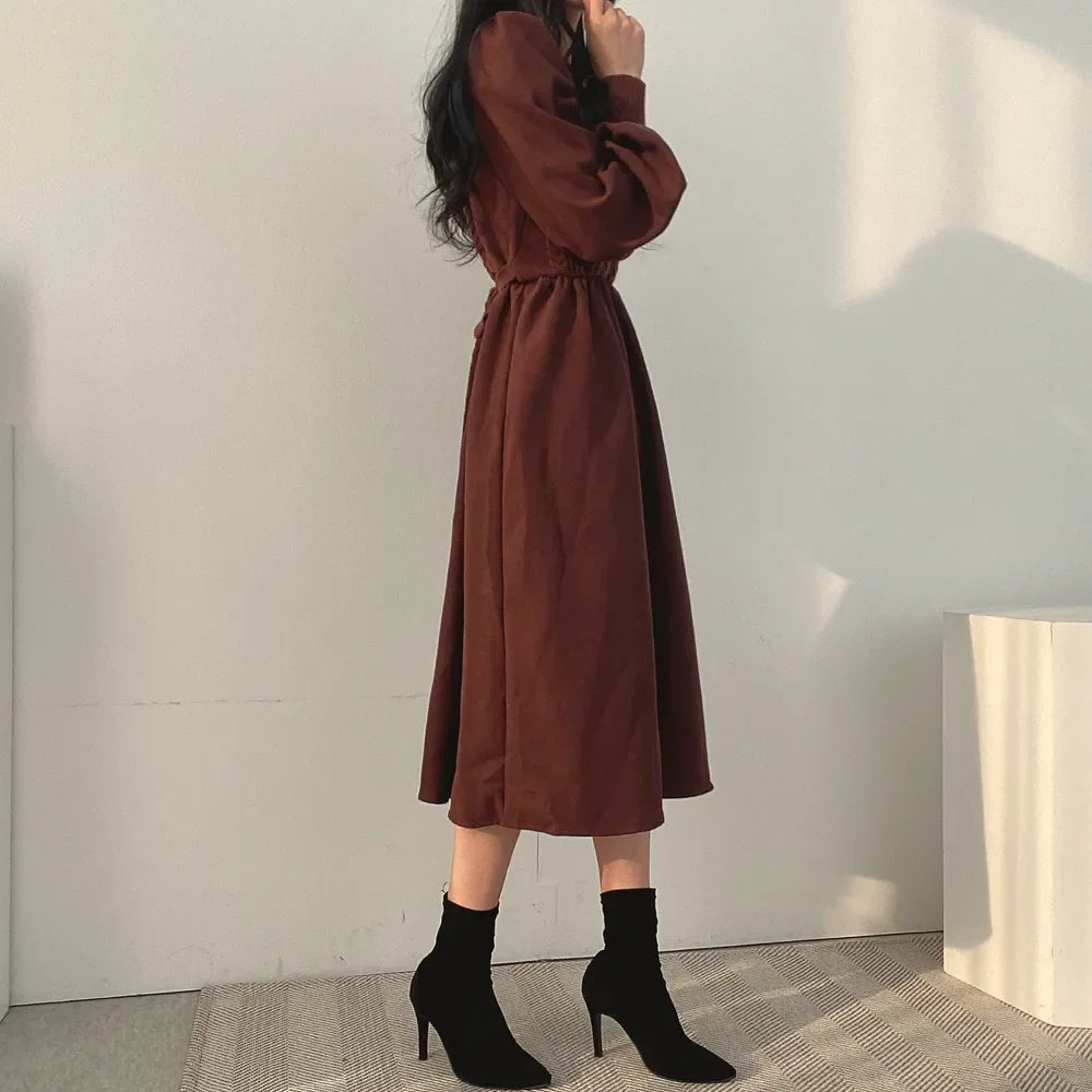 Winter Dress Long Elegant Splicing Stripes Y2k Knitted Dress Women Koean Fashion Long Sleeve Dresses Female Club Party Vestidos Street King Limited