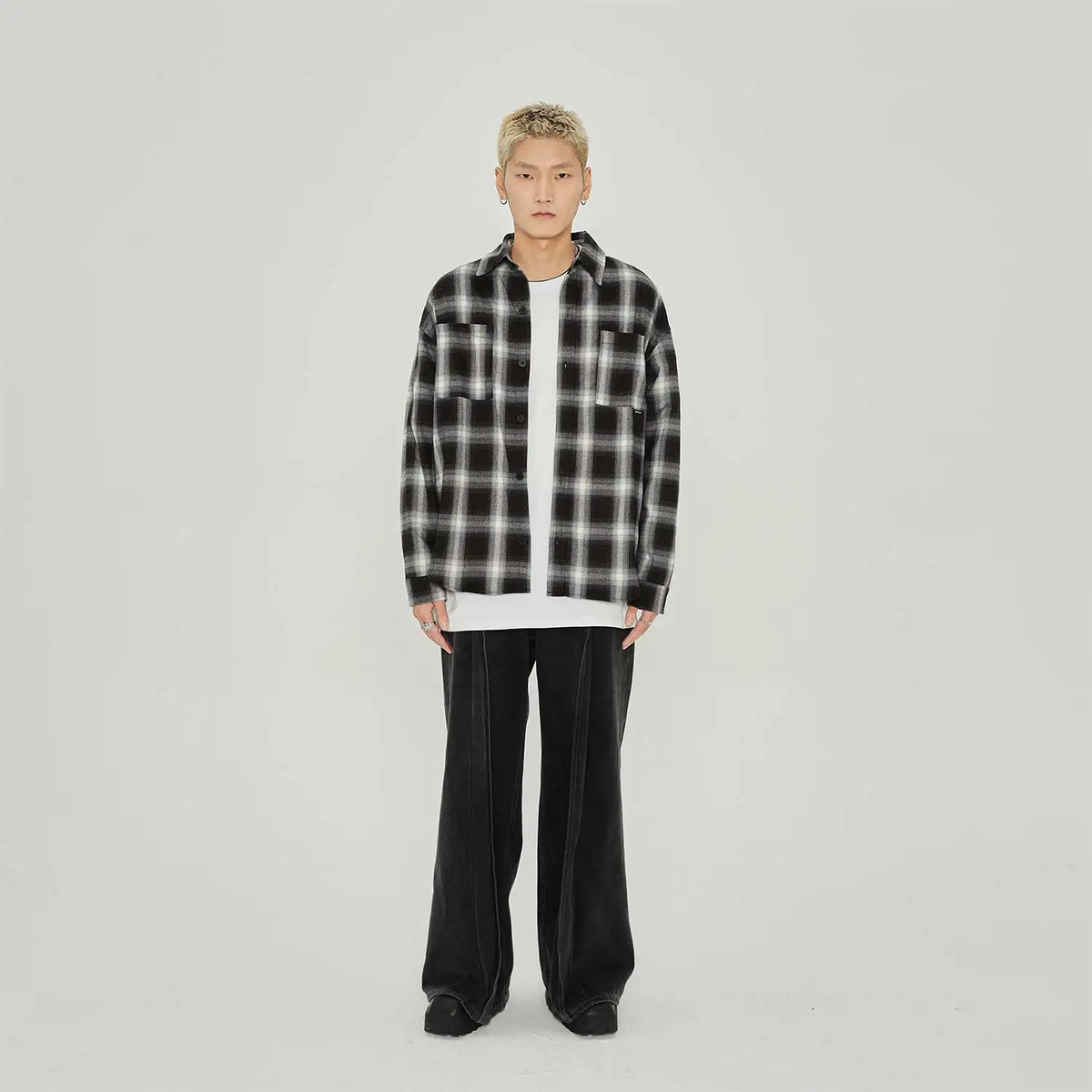 American Vintage Plaid Shirt Men's Long-Sleeved Spring And Autumn High-End Casual Shirt Jacket Street King Limited