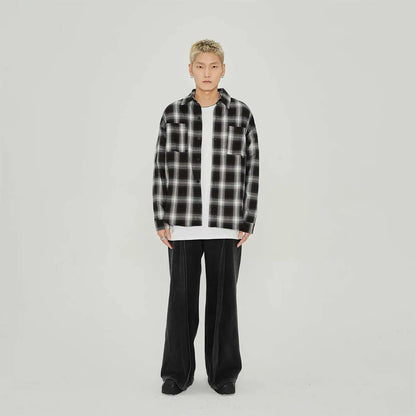 American Vintage Plaid Shirt Men's Long-Sleeved Spring And Autumn High-End Casual Shirt Jacket Street King Limited