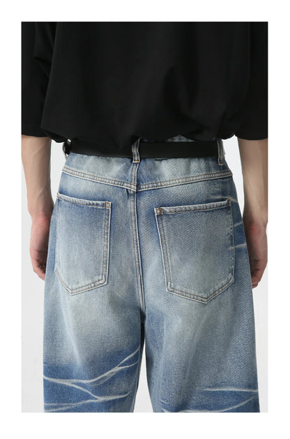 vintage blue baggy jeans man loose straight denim pants harajuku hip hop jeans trousers men unique jeans style 4723