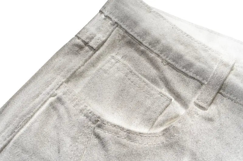 pleat patchwork dir wash racing pants mngu washed distressed white straight overalls dirfit loose trousers unique default style 1341