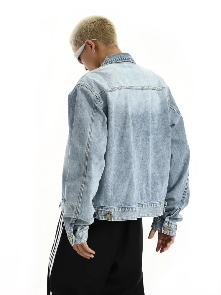 wide shoulder harajuku denim jacket coat mens fashion hip hop distressed washed jeans outerwear casual streetwear jeans jackets stacked flare jeans