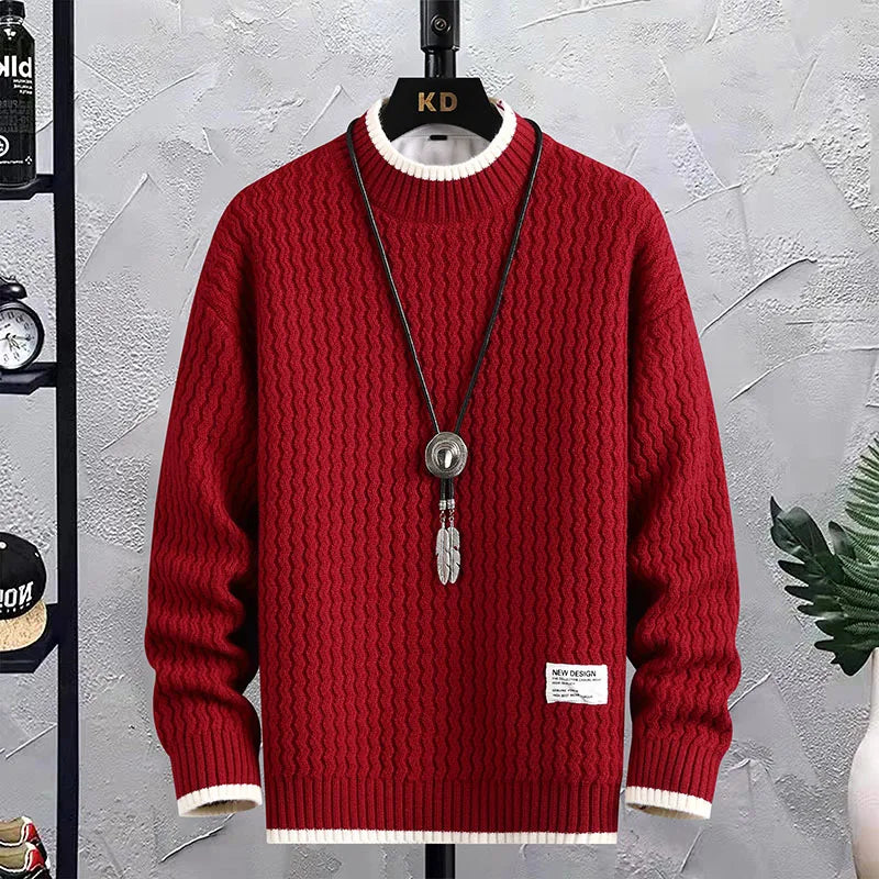 Stripe Sweaters Men Winter Korean Style Mens Warm Sweater Men Fashion Sweaters Splicing Color Patterns Men's Wool Pullovers Male Street King Limited