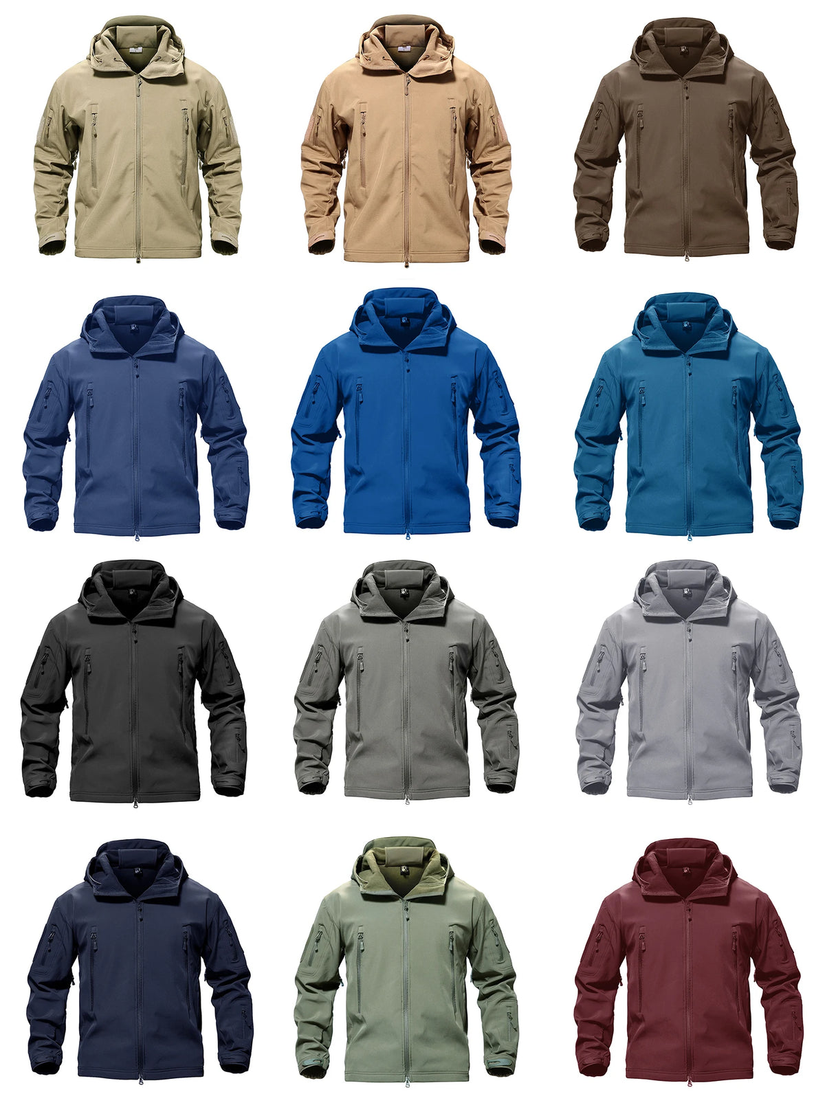 solid waterproof fleece lined jacket mens jacket softshell outwear coat windbreaker outdoor warm clothes with pockets unique default style 4515