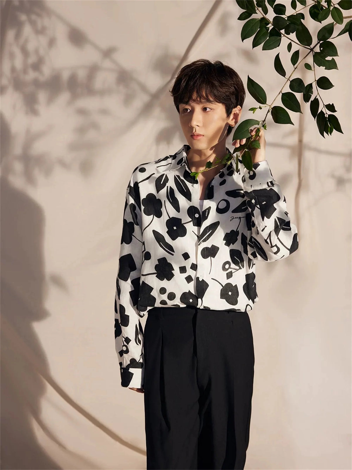24ss New Retro Vintage Digital direct spray cherry print High-Street Casual long sleeved shirt Street King Limited