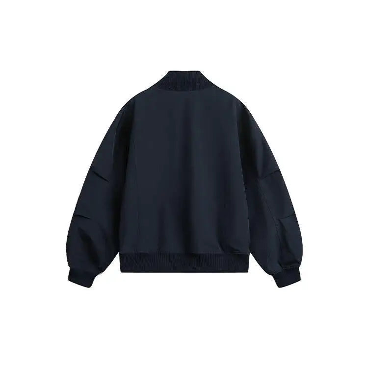 short design stand collar bomber jacket men korean streetwear fashion loose casual vintage bomber jacket coat cityboy outerwear unique shorts style 544