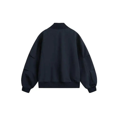 short design stand collar bomber jacket men korean streetwear fashion loose casual vintage bomber jacket coat cityboy outerwear unique shorts style 544