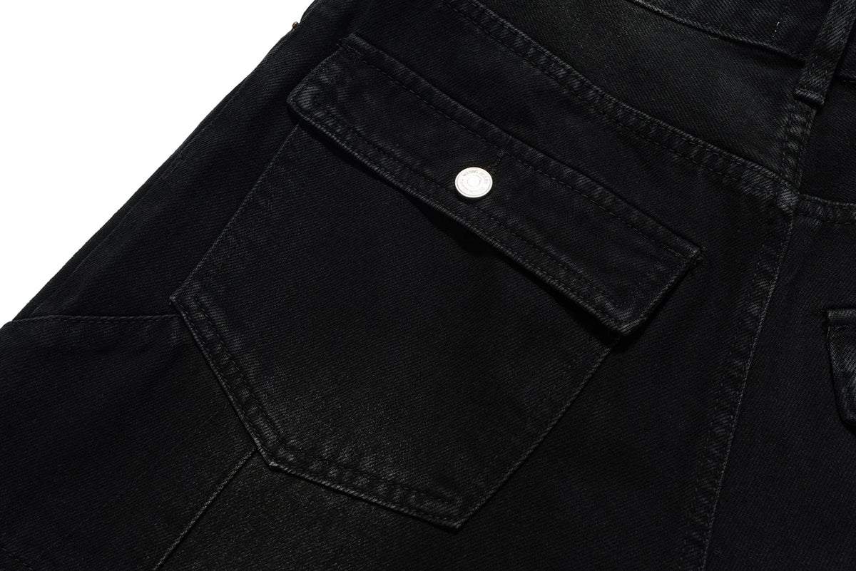 high street multi pocket washed black cargo pants for men wide leg baggy casual jeans oversized baggy denim trousers 2 unique cargo style 1128