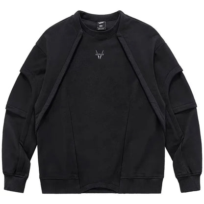 2025 New Patchwork Crewneck Sweatshirt Men's Embroidered Design Long Sleeve Sudaderas Para Hombres High Street Y2K Tracksuit Street King Limited