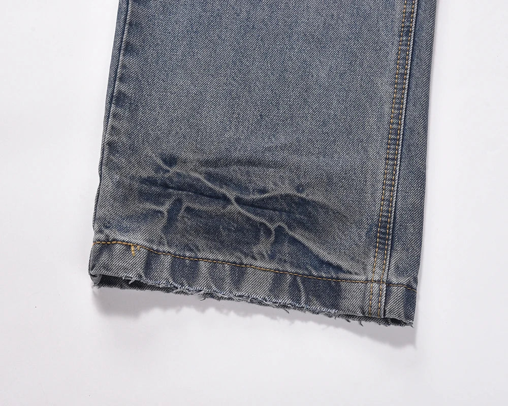 washed hole patchwork frayed blue baggy jeans mens straight y2k ripped pantalones hombre denim pants streetwear loose cargos utility cargo pants