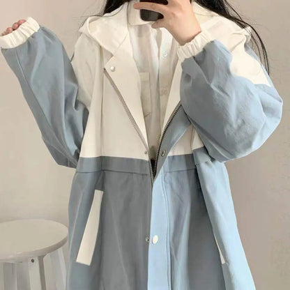 s 3xl basic jackets women patchwork design all match preppy style casual outerwear with hat daily harajuku streetwear clothing unique default style 4626