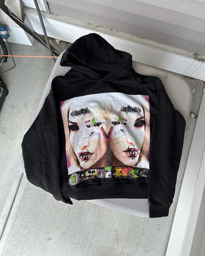 Harajuku Vintage Hoodie Oversized Goth Streetwear Tops Grunge Hoodies Women Couples 2024 Sweatshirt Gothic Y2k Clothes Street King Limited
