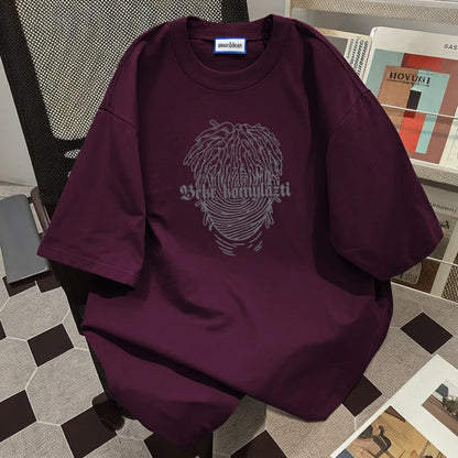 Summer New Trendy Men and Women Hip Hop Personalized Printed Round Neck Short Sleeve American Couple Loose Casual T-shirt Top Street King Limited