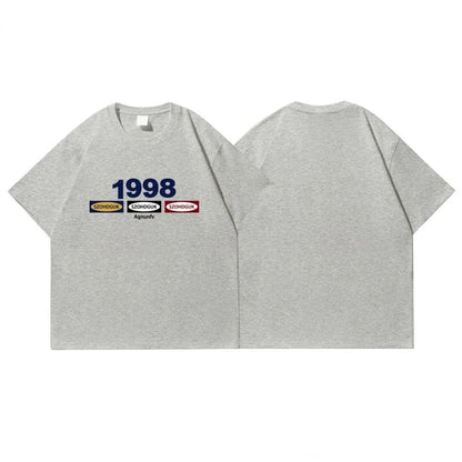 Summer Korean Street Creative Ins Letter Printed Short sleeved T shirt Men Trendy Y2K Loose Personality Casual Round Neck Y2K Street King Limited