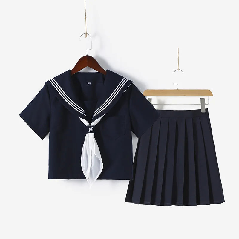 Navy Sailor Outfit Japanese Style School Uniform Skirt Girls JK Uniforms Student Sailor Dress Korean Student Seifuku COS Costume Street King Limited