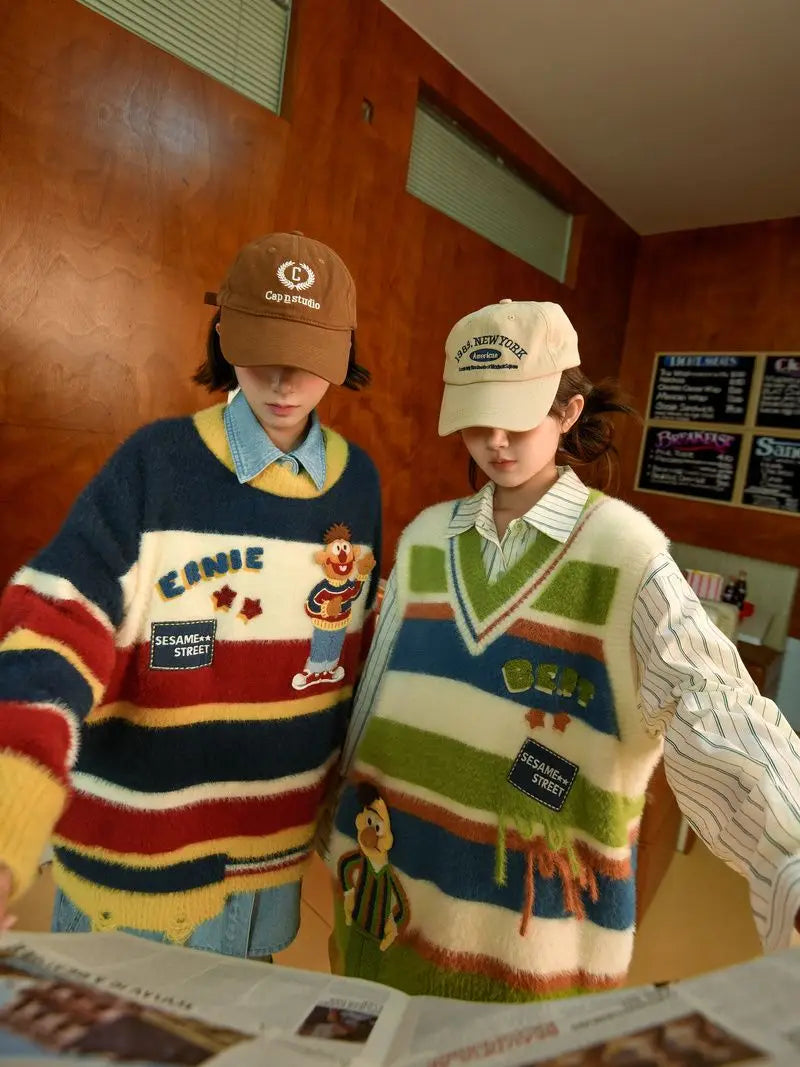 2024 autumn/winter new retro sweater paired with Harajuku pattern t-shirtoversized t-shirt professional choice for warm lining Street King Limited