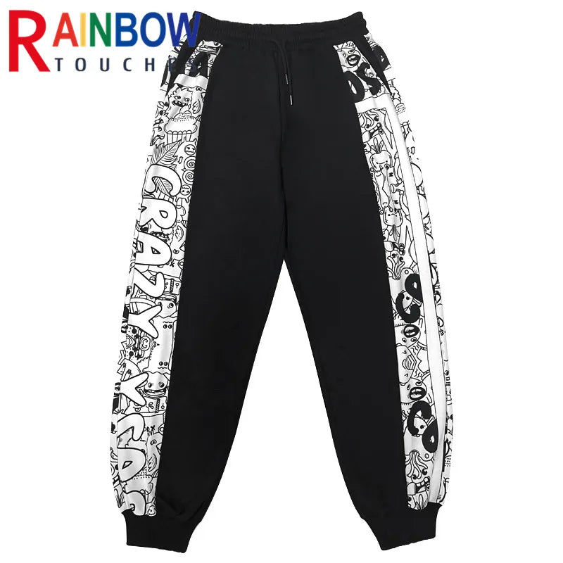 rainbowtouches 2022 brand mens casual pants high street printing loose straight men fashion mens trousers unisex unique default style 567