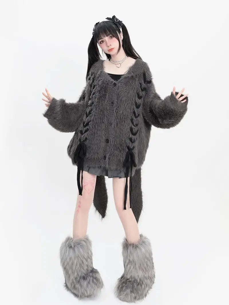 plush faux mink fur thick cardigan sweater jacket for women pro choice loose medium to long style coat women winter y2k tops clean everyday pants
