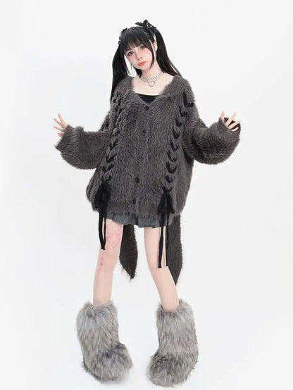 plush faux mink fur thick cardigan sweater jacket for women pro choice loose medium to long style coat women winter y2k tops clean everyday pants