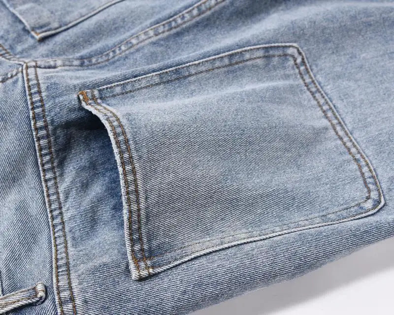 fashion loose streetwear denim jeans new casual wide legs straight jean pants hip hop tassel joggers baggy jeans men clothing unique joggers style 4910