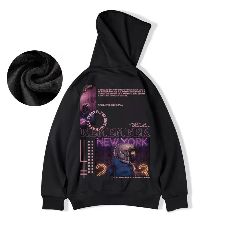 Subway Astronaut Gothic Print Men's Sweatshirt Autumn Pullover Streetwear 2025 Fleece Hoodies Hip Hop Y2K Hoodie Clothes Street King Limited
