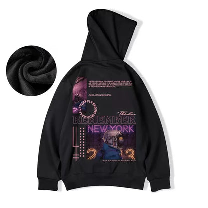 Subway Astronaut Gothic Print Men's Sweatshirt Autumn Pullover Streetwear 2025 Fleece Hoodies Hip Hop Y2K Hoodie Clothes Street King Limited