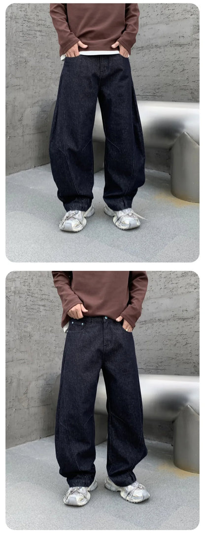 men denim streetwear fashion brand hip hop loose casual wide leg cargo harem jeans pant cityboy y2k baggy jeans trousers utility cargo pants