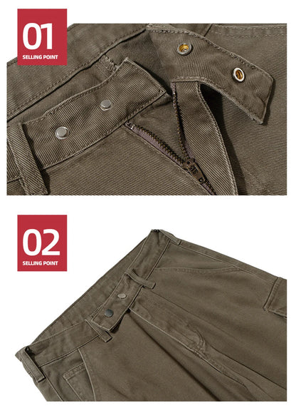mens baggy jeans ribbon pockets loose cargo pants luxury designer man denim pants jeans trousers unique cargo style 5675