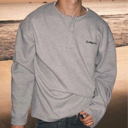 Trendy Korean Style Personalized Floral Gray Waffle Print Long-sleeved Autumn American Men's Women's Y2K Round Neck Sweatshirt Street King Limited